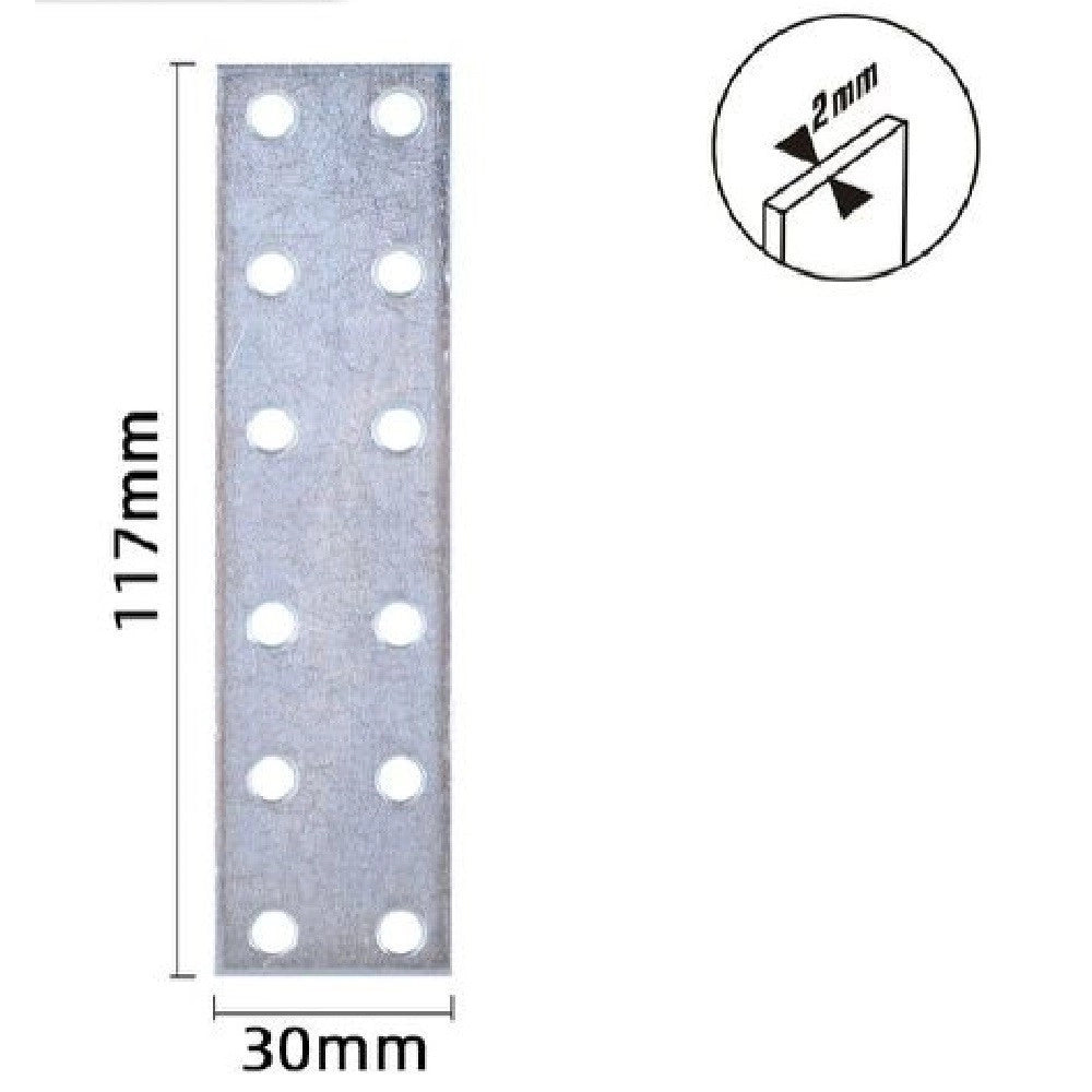 Trade Shop - Set 4 Pz Lastrine Lastrina Piastra Di Giunzione 117x30x2mm Con Viti Mobili 57140 -