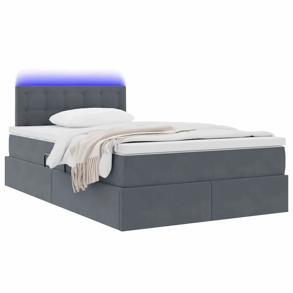 Letto con contenitore e LED Grigio scuro 120 x 200 cm Velluto 3371506