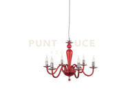 LAMPADARIO PAGANINI 6 LUCI RUBINO CROMO ATTACCO E14 D.70CM