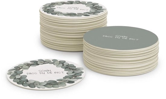 Decorazioni da tavolo di carta di eucalipto (50 pezzi) verde-beige - Decorazioni da tavolo rotonde (diametro 10cm) di cartone di pulpa di cellulosa ecologica