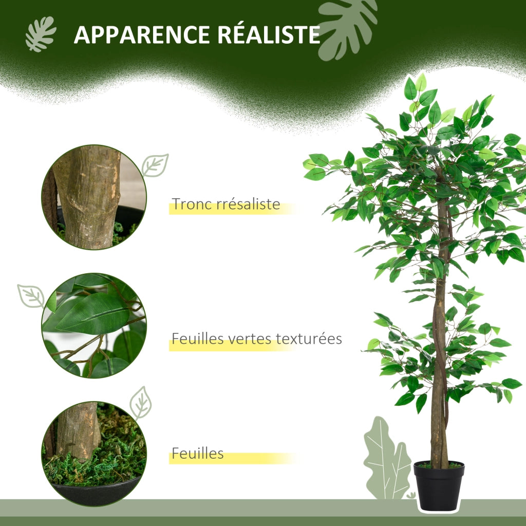 Ficus Artificiale Pianta Decorativa ¨C zephmum ¨C 120 cm Verde Realistico con Vaso
