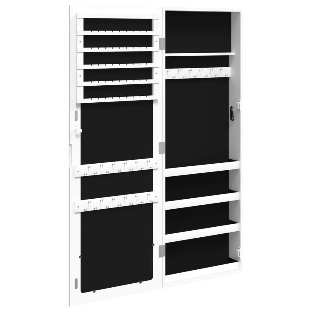 Mobiletto portagioie mobile contenitore organizer per camera da letto spogliatoio bagno con specchio a parete 37,5 x 10 x 106 cm bianco 02_0022836