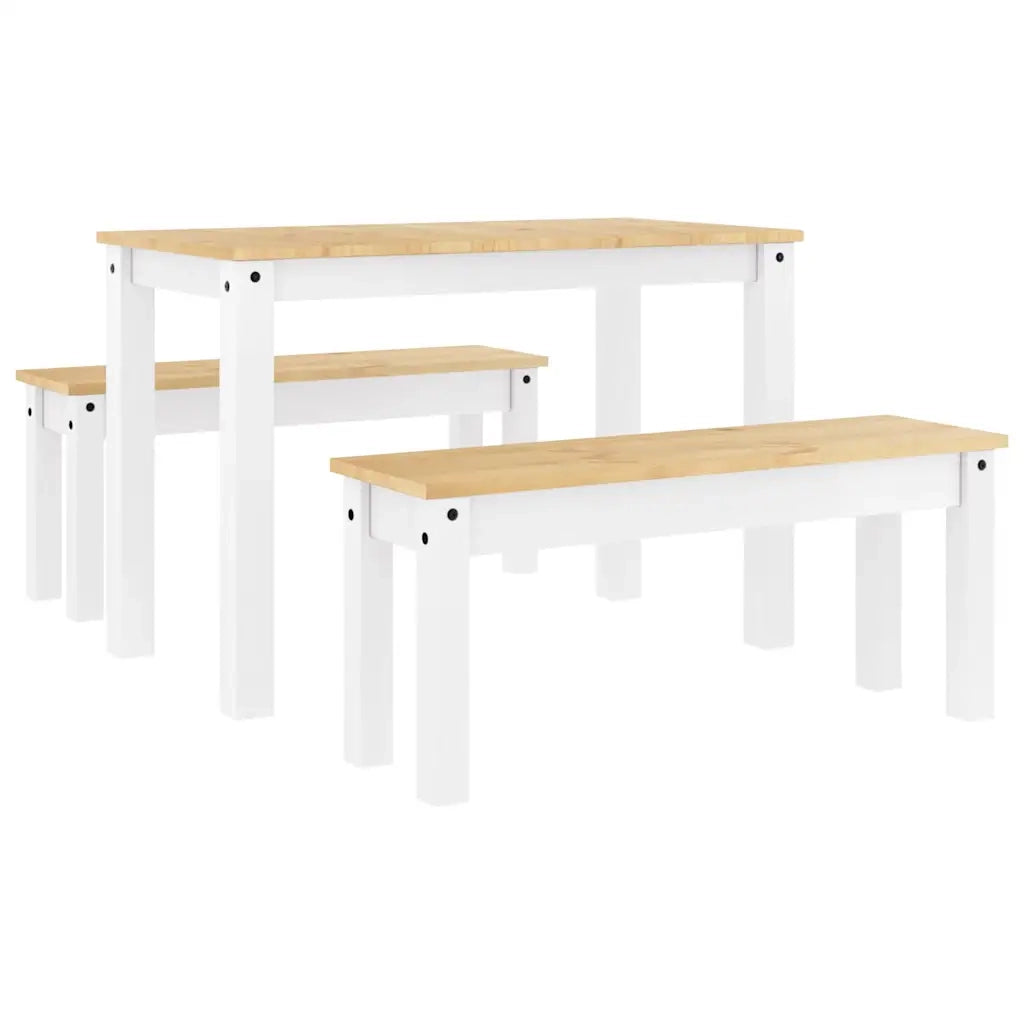 Set da Pranzo 3 pz PANAMA Bianco in Legno Massello di Pino 3345166