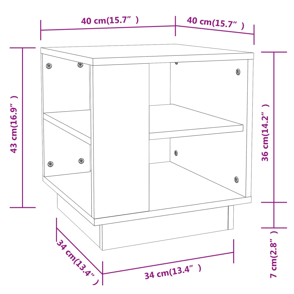 Tavolino da Salotto Bianco 40x40x43 cm in Legno Multistrato 810298