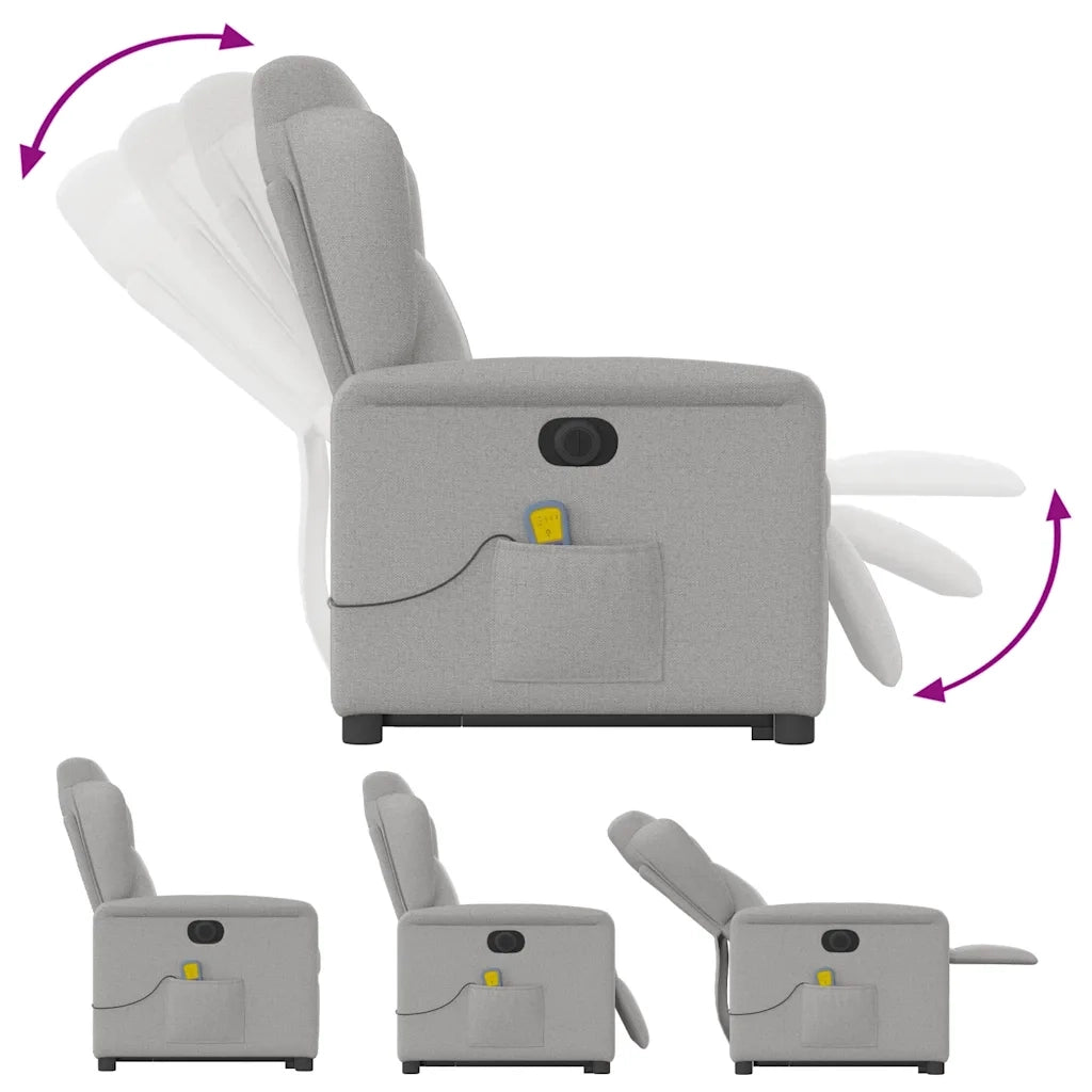 Poltrona Alzapersona Massaggi Elettrica Grigio Nuvola Tessuto 3303173