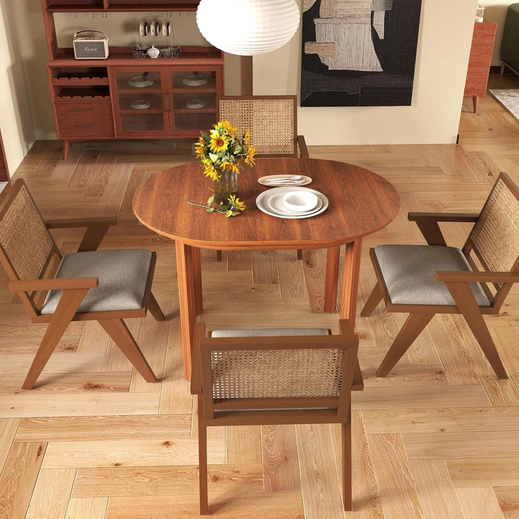 Tavolo da Pranzo Ovale con Ampio Piano del Tavolo e Robuste Gambe in Legno con Piedini Antiscivolo, Tavolino da Caffè per Sala da Pranzo, Salotto, Cucina, 110 x 78 x 77 cm, Noce