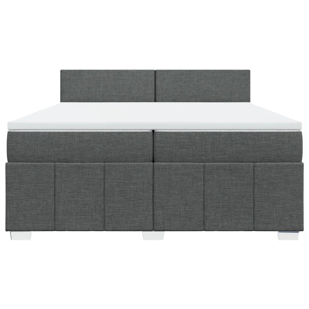 Giroletto a Molle con Materasso Grigio Scuro 200x200 cm Tessuto