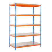 Scaffale in metallo Simon Rack senza viti colore blu/arancio/galvanizzato 5 ripiani 2000x1000x450 mm Made in Spain