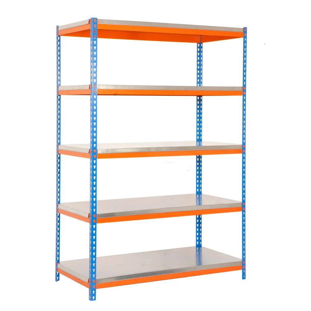 Scaffale in metallo Simon Rack senza viti colore blu/arancio/galvanizzato 5 ripiani 2000x1000x450 mm Made in Spain