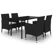 Set da Pranzo da Giardino 5 pz | Set Salotto da Giardino con Cuscini Polyrattan e Vetro