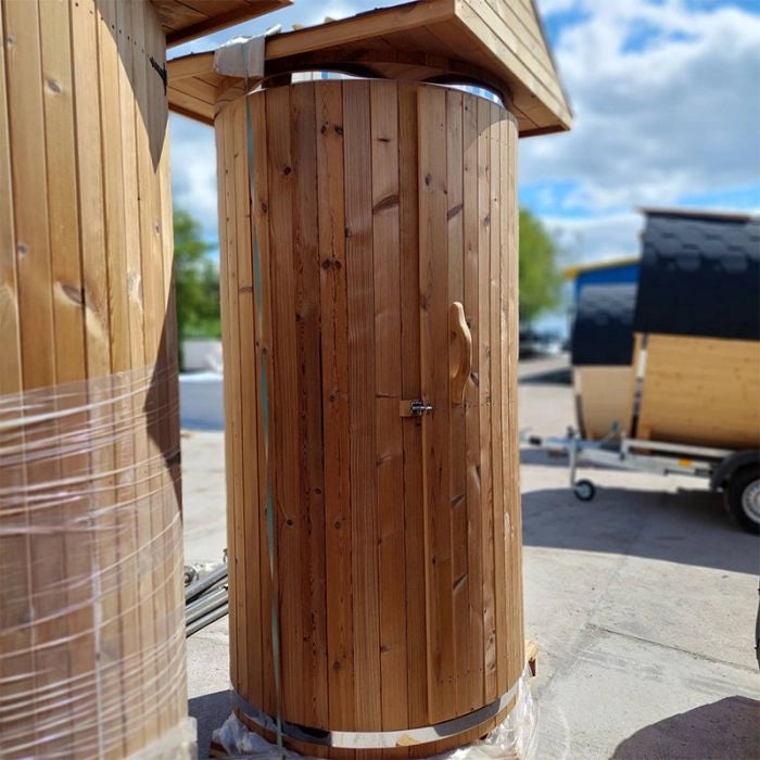 Cabina Doccia Da Esterno Lucille  1,00 X H 2,20 M, Con Luce Interna -  Thermowood Materiale: Legno Abete