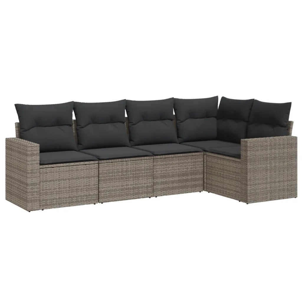 Set Divano da Giardino 5 pz con Cuscini Grigio in Polyrattan 3251267