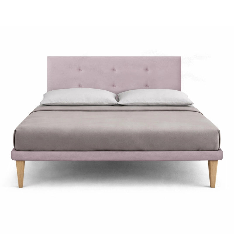 Letto imbottito Letto Matrimoniale alla Francese 140x200 cm Button - Con rete,Glicine,Microfibra