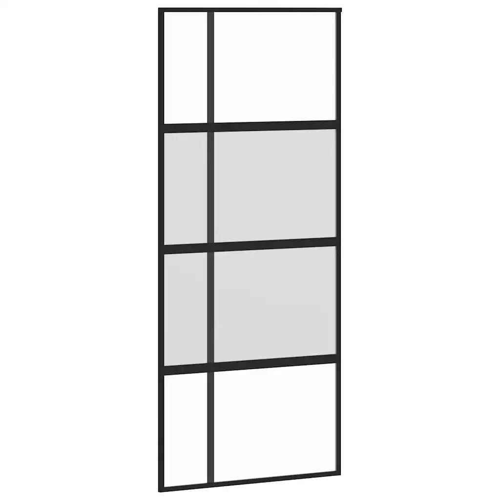 Porta Scorrevole Set Ferramenta Nera 90x205 cm Vetro Temperato
