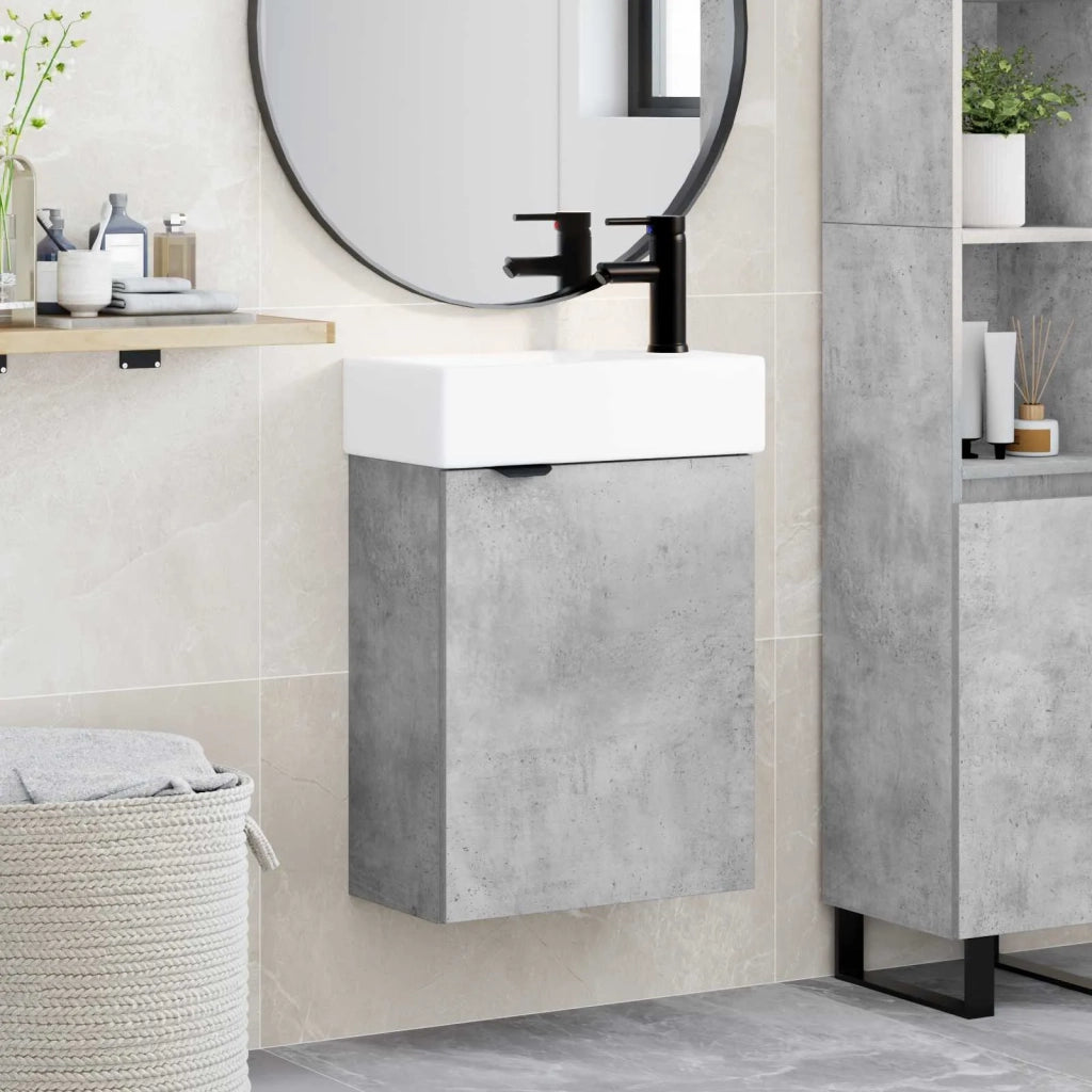 Mobile bagno con rubinetto Grigio Cemento 45,5 x 22,5 x 84 cm 889436