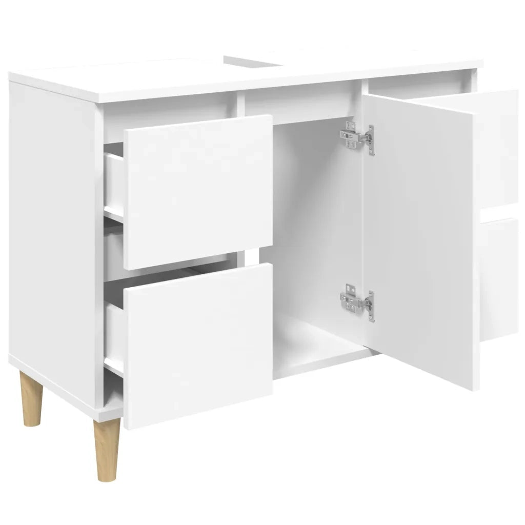 Mobile Lavabo | Armadio Lavabo Bianco 80x33x60 cm in Legno Multistrato