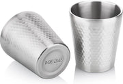 Mokki in acciaio inossidabile a doppia parete - 10 oz/300 ml - superficie argentata - texture a punti - resistente al calore