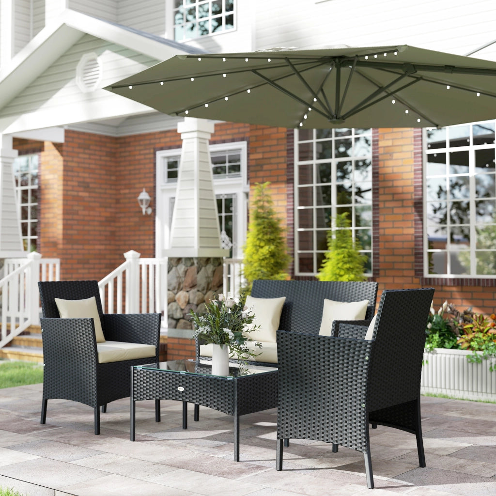 Set da Giardino 4 Pezzi in Rattan con Sedie, Poltrona e Tavolino ¨C Zephmum ¨C Grigio