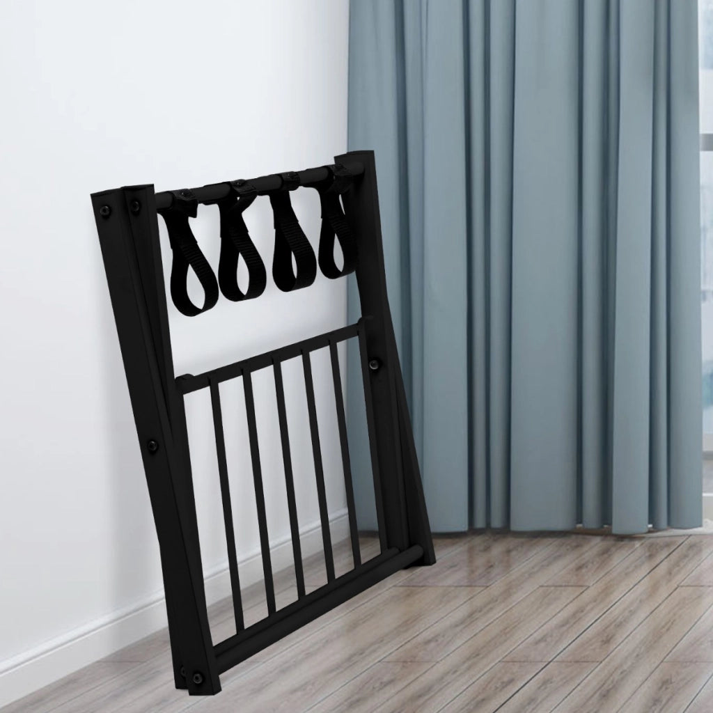 Set di 2 Portapacchi e bagagli in ferro con spazio superiore inferiore, Portapacchi pieghevole 68x43x56cm Nero-Attrezzatura da campeggio