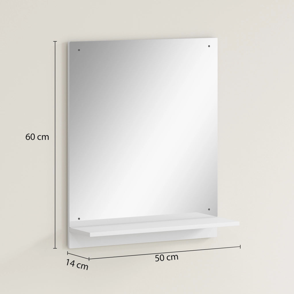 Specchio da bagno con ripiano ¨C zephmum ¨C bianco 50x60 cm