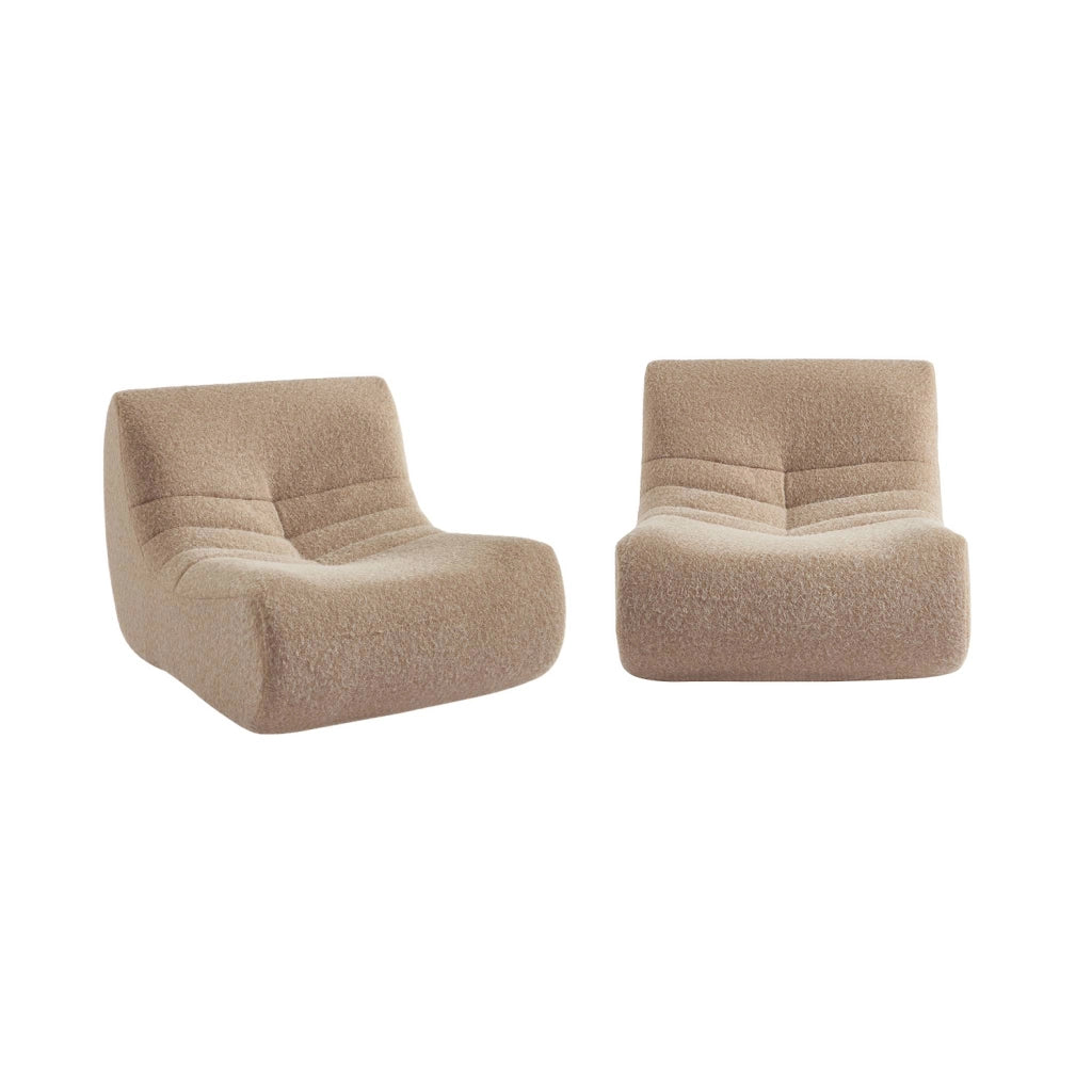 Divano modulare tessuto effetto alpaca, 2 posti, beige