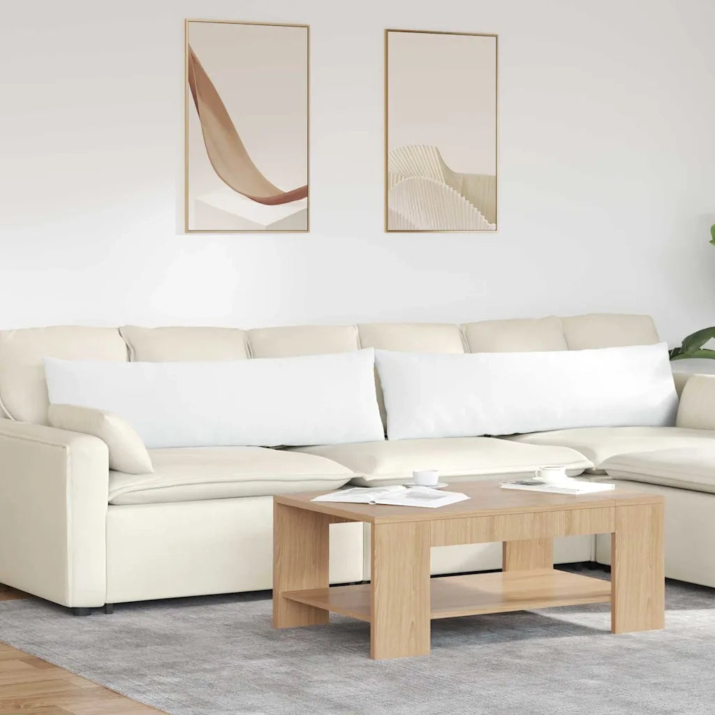 Cuscini da Divano 2 pcs Bianco 145 x 40 cm Tessuto