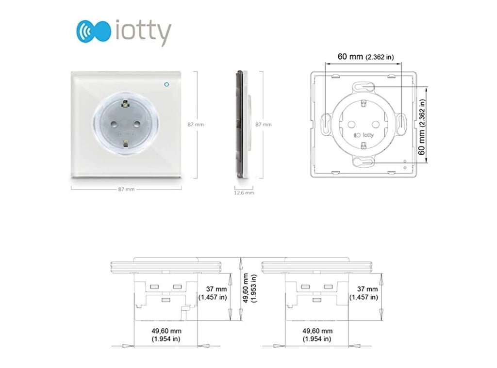 Presa Intelligente tipo F Shuko con Wi-Fi integrato iotty Smart Outlet OSWDE 16A Touch Panel Compatibile con Google Alexa e Siri