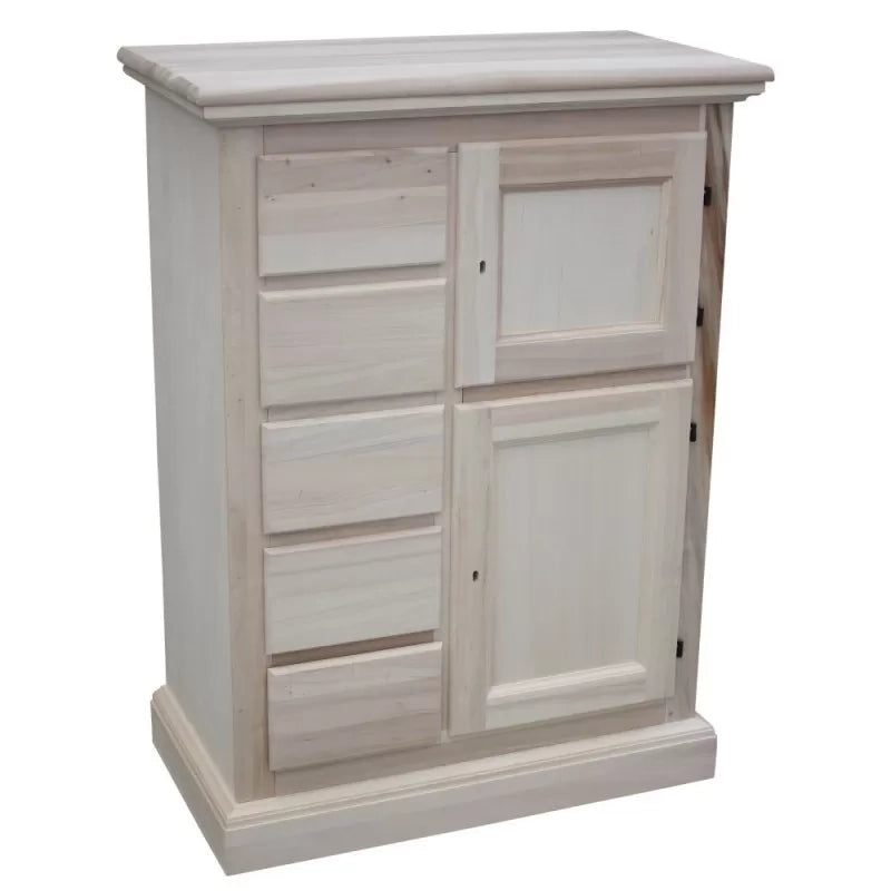 Credenza dispensa 2 porte 5 cassetti legno grezzo 75x40x100 (5000) - Mobili 2G