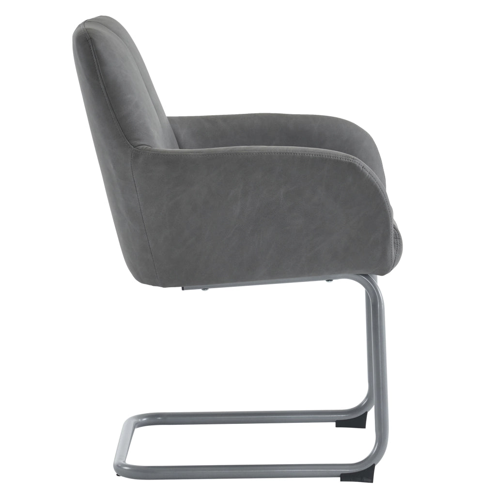 Sedia da pranzo set da 2 con struttura in acciaio, design ergonomico e braccioli integrati, in microfibra grigia