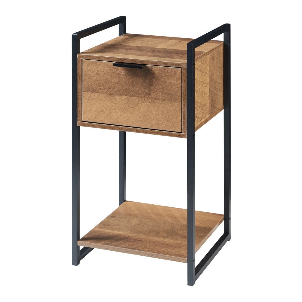 Tavolino laterale truciolare e metallo 62 x 33 x 32 cm effetto noce nero 03_0010931