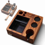 Stazione per caffè in noce di walnut - Organizzatore per caffè - Piatto di appoggio per tappi - Regolabile in altezza - Ergonomico e stabile