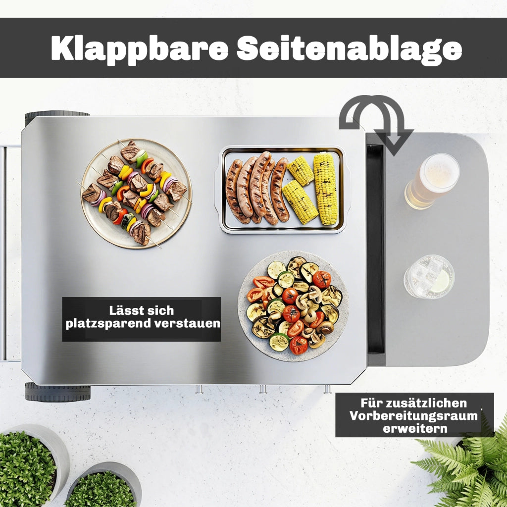Carrello da cucina mobile con ganci e portarotoli ¨C zephmum ¨C Nero Edelstahl 115x67.5x80.5 cm
