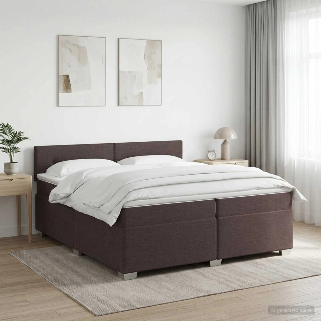 Letto box spring con materasso Marrone Scuro 200 x 200 cm 3450561