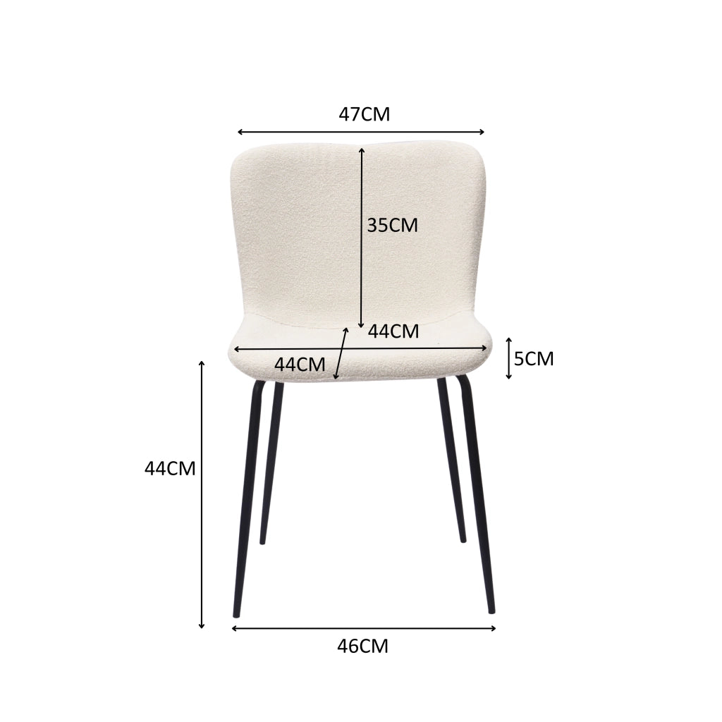 SEDIA Schienale alto rotondo Set da 2 pezzi Tessuto Bianco Metallo