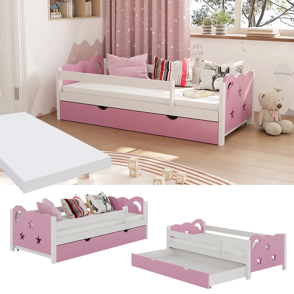 Vitalispa Letto per bambini Rosa/bianco 80x160 cm con cassetto e materasso