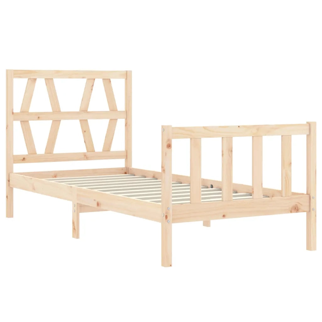 Giroletto con Testiera Single-Struttura Letto in Legno Massello 389542