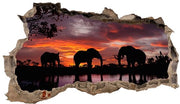 Sticker per parete con animali selvatici da applicare con adesivo H 60 x B 100 per camera da letto e soggiorno (WL44 elefanti)