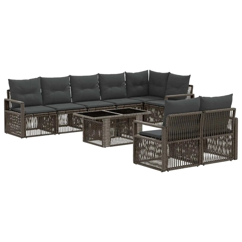Set Divano da Giardino 9 pz Grigio e Grigio Scuro polyrattan 3437126