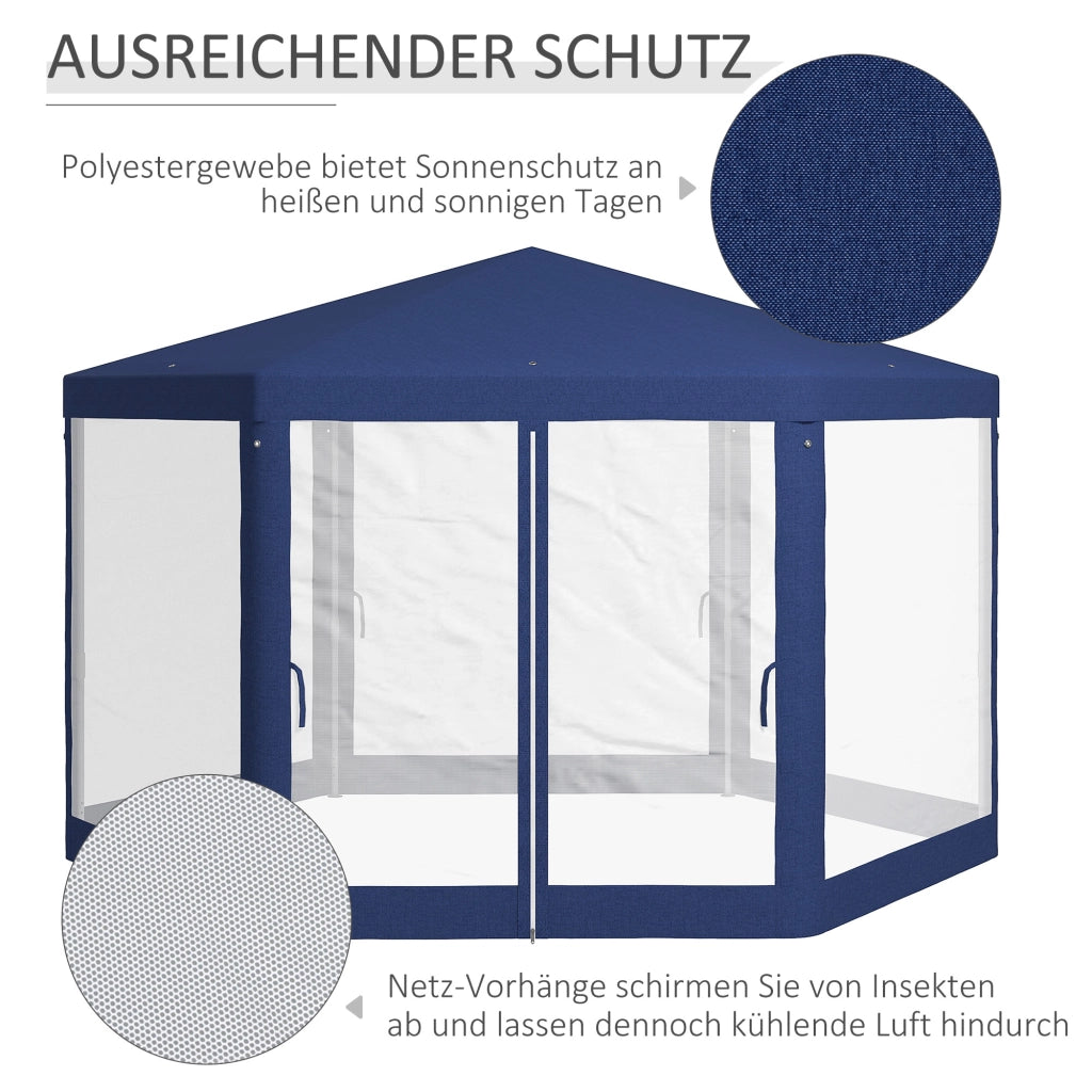 Pergola Giardino 6 Angoli ¨C Zephmum ¨C Blu, Metallo, 394x341x250 cm