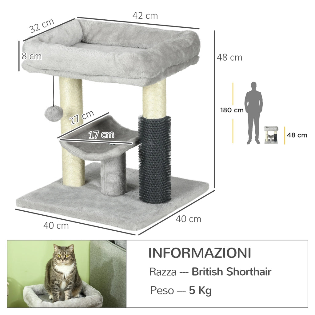 Albero Tiragraffi con Lettino ¨C ZephMum ¨C Grigio 40x40x48 cm