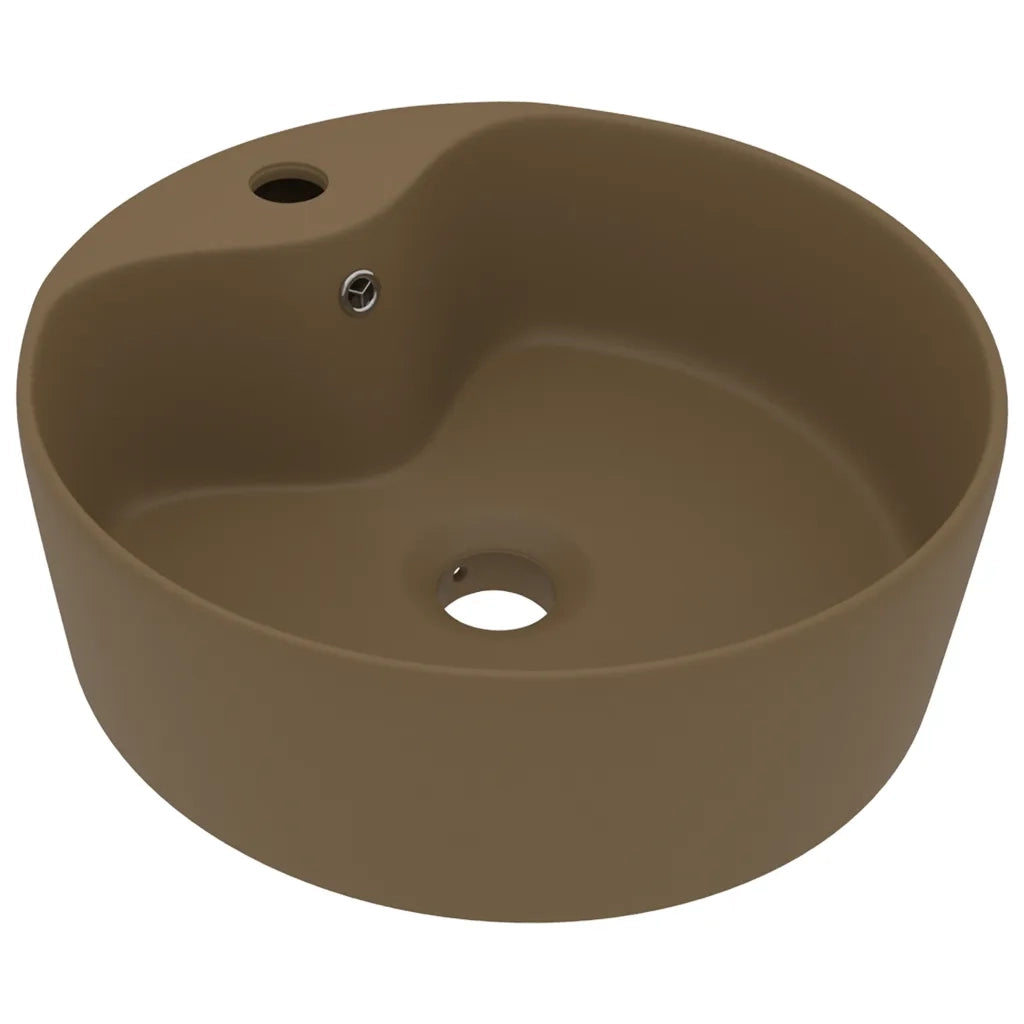Lavandino con Troppopieno-Lavabo-Lavello Crema Opaco 36x13 cm in Ceramica