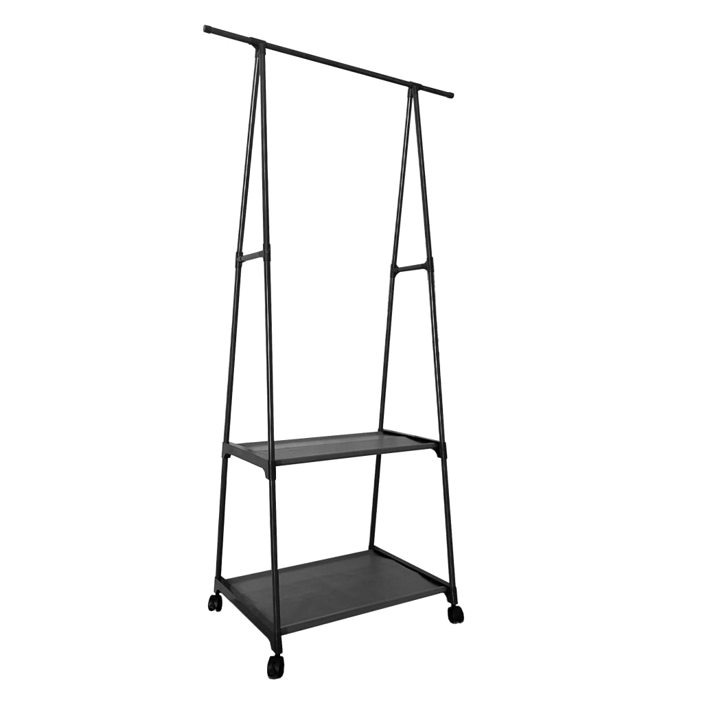Appendiabiti Donkey Majestic Nyana Home 160x55x42 cm 2 ripiani, 1 barra superiore Nero
