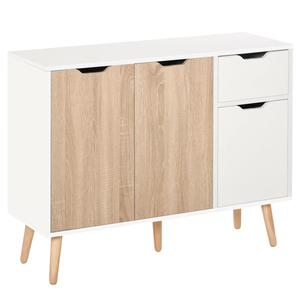 Credenza ¨C zephmum ¨C 90x30x72 cm Bianco e Legno Naturale