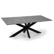 Tavolino Metallo Top Pietra Sinterizzata Grigio Cm 120x65h45
