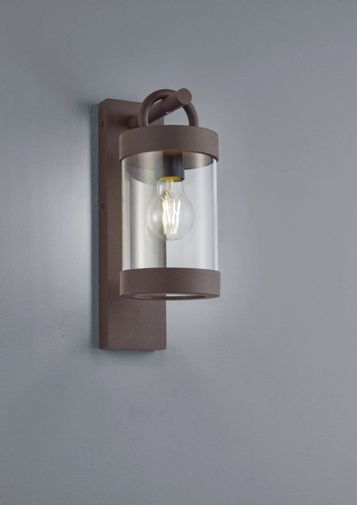 SAMBESI APPLIQUE LED DA ESTERNO LANTERNA CON SENSORE CREPUSCOLARE METALLO RUGGINE H. 33CM 1 LUCE ATTACCO E27