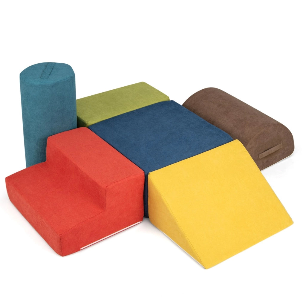 Blocchi per scalare per bambini a 6 pezzi, Struttura di gioco interno morbida con tessuto ciniglia amico della pelle Multicolore-Giocattoli educativi