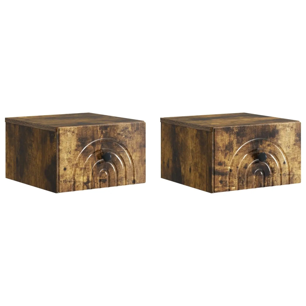 Mobiletto da notte a muro 2 pcs Rovere Fumo 33 x 34,5 x 20 cm 898096