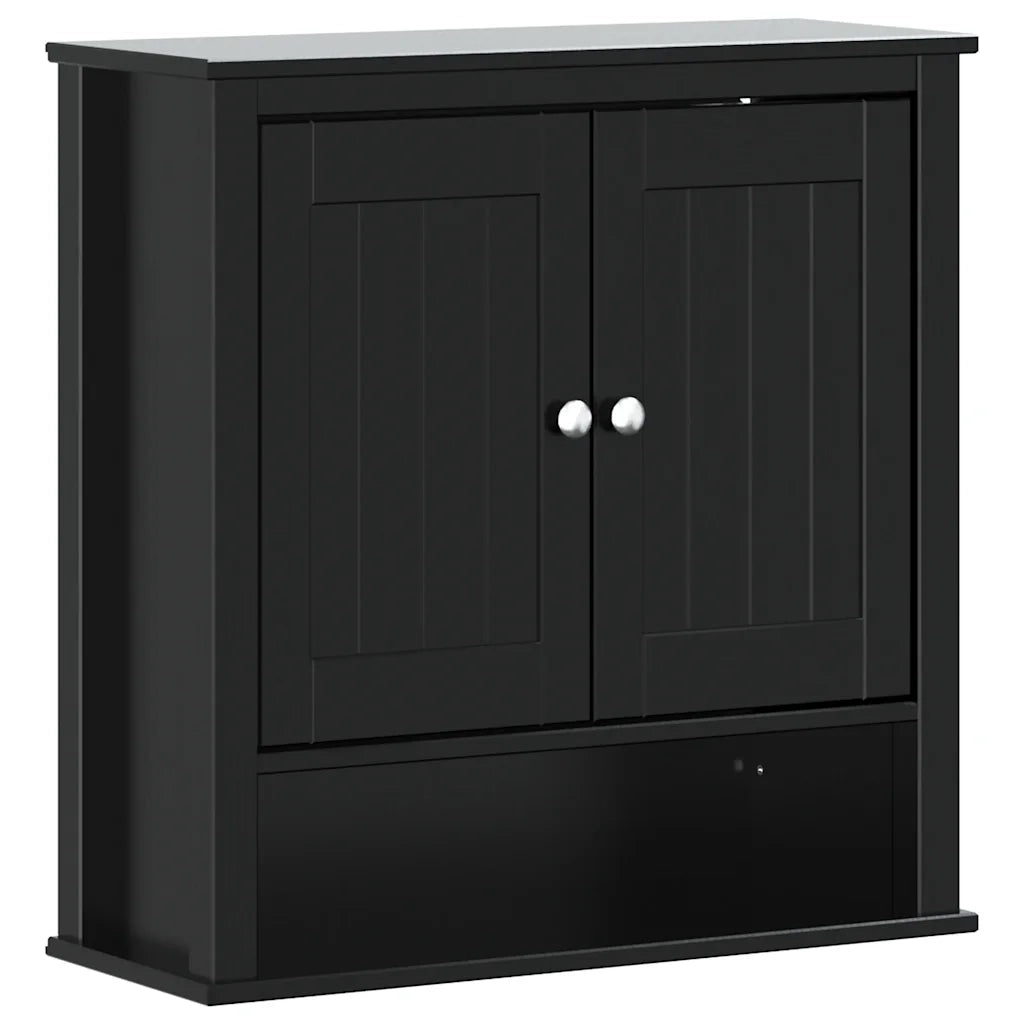 Mobile da Bagno | Armadio da bagno a Muro BERG Nero 69,5x27x71,5cm Legno Massello