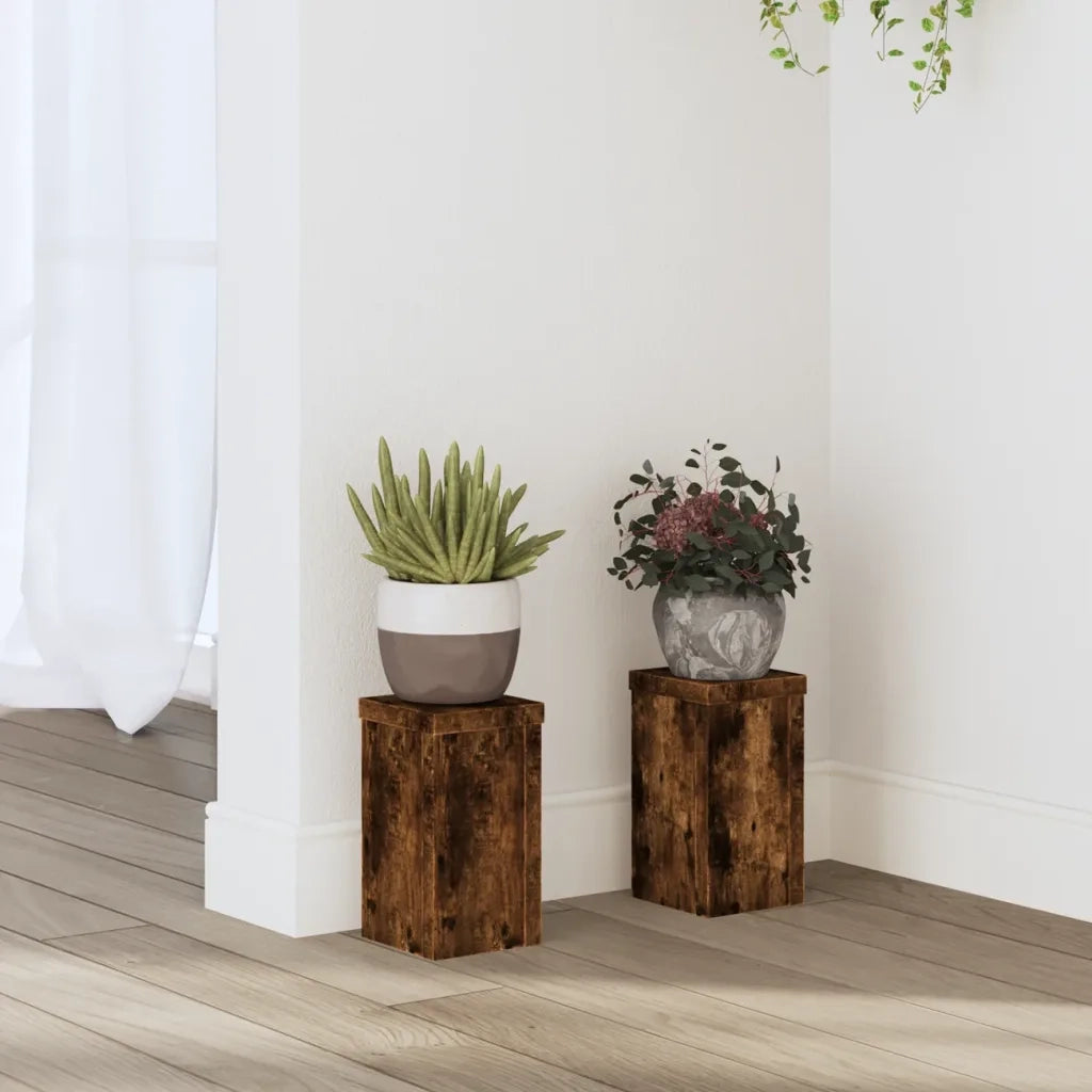 Supporti per piante | Sostegno per piante 2 pz Rovere 10x10x18 cm Legno Multistrato