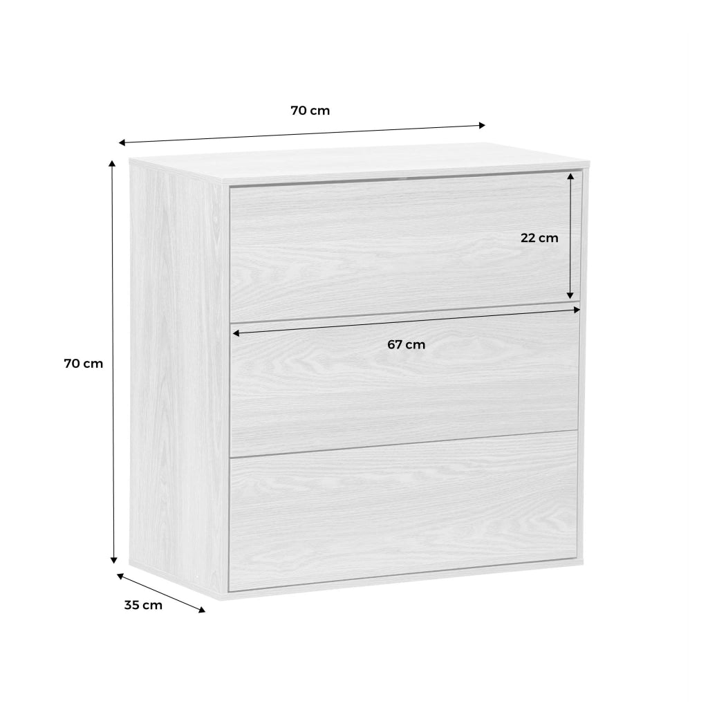 Modulo di stoccaggio decorativo in legno 3 cassetti, noce
